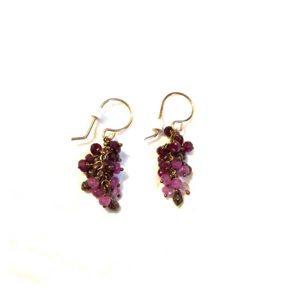 Handmade Gold, Red, and Pink Earrings